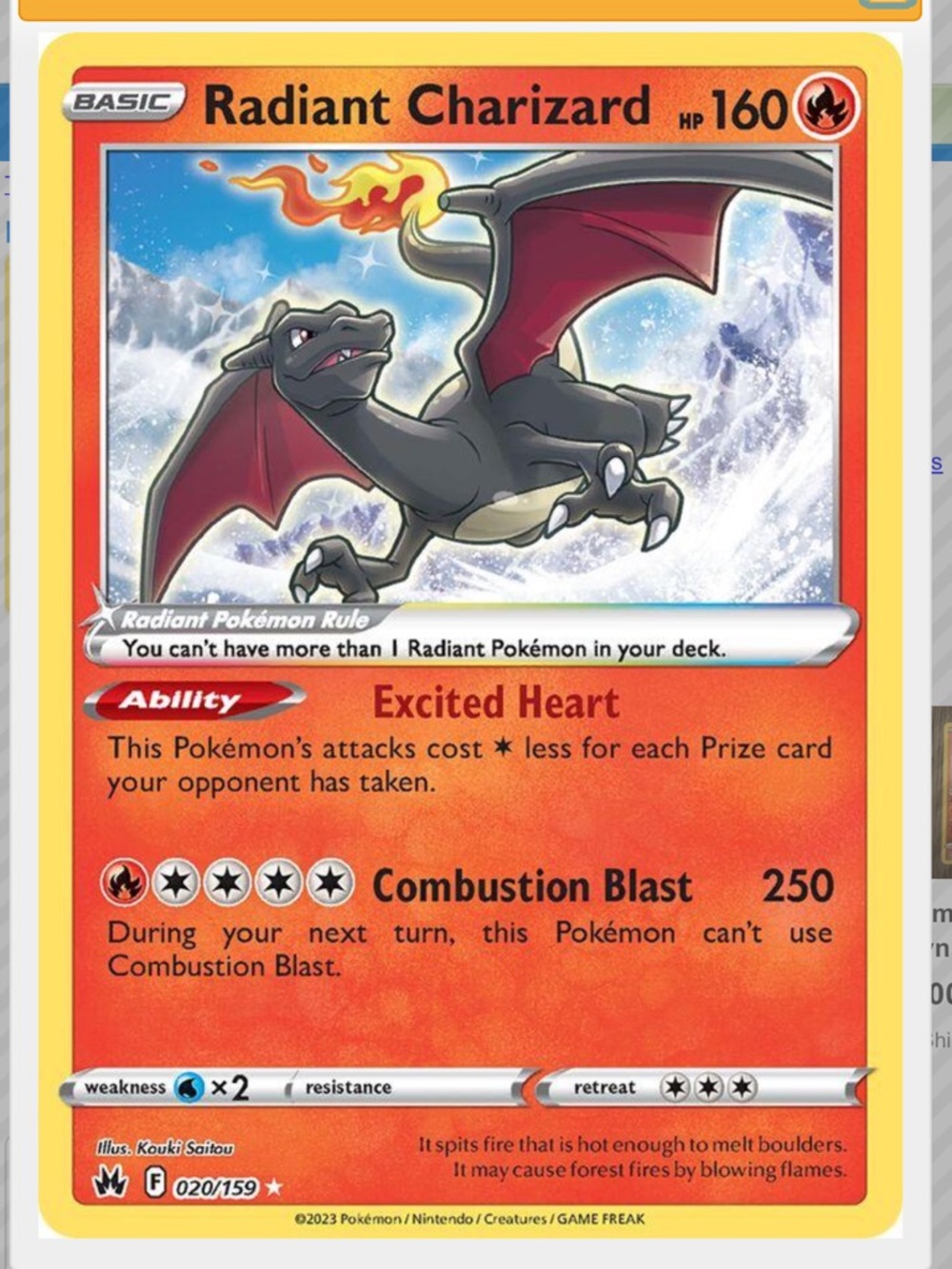 Radiant Charizard #20 Pokemon Crown Zenith